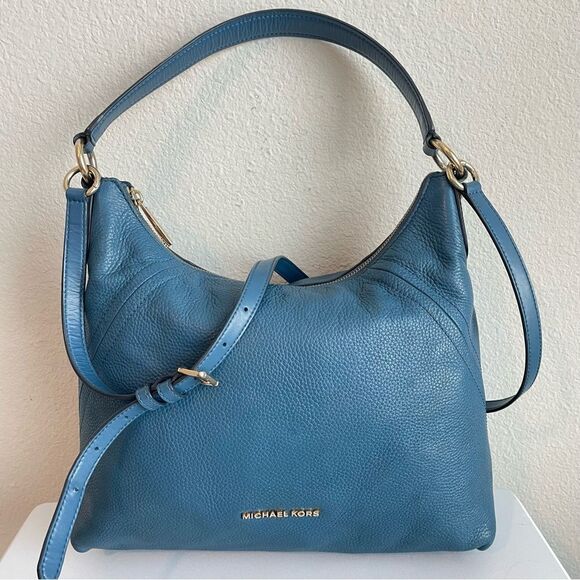 MICHAEL KORS Blue Hobo Nolita Aria Shoulder Bag Fulton Bedford Crossbody - Picture 1 of 11
